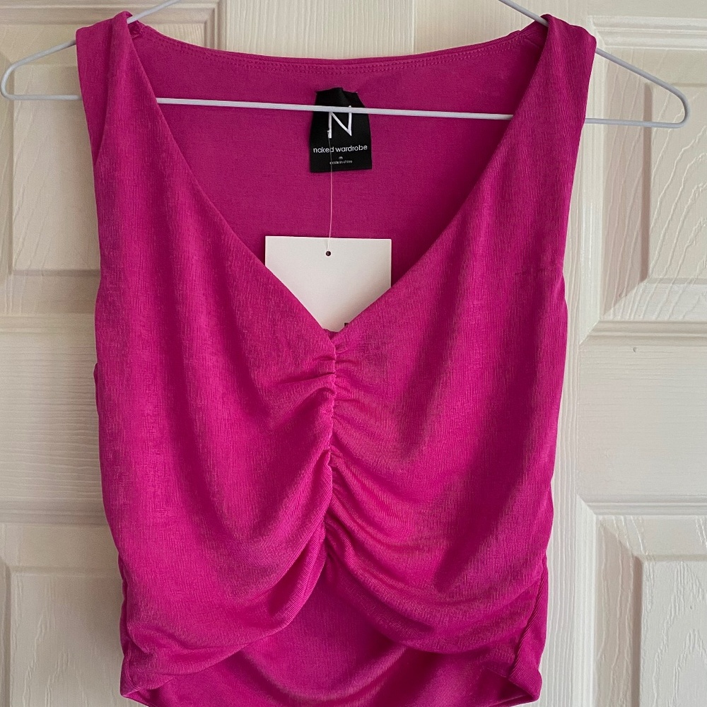 naked Wardrobe pink crop top size m NWT